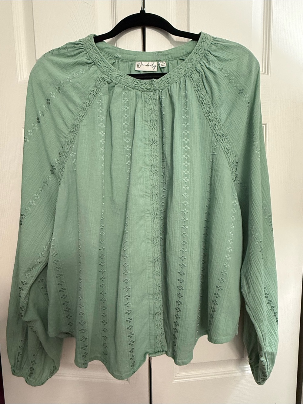 Wonderly Wavelength Mint Green Boho Blouse - Picture 2 of 4